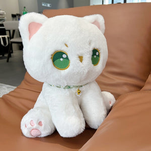 Luna the Fluffy White Cat Plush-Enchanted peach