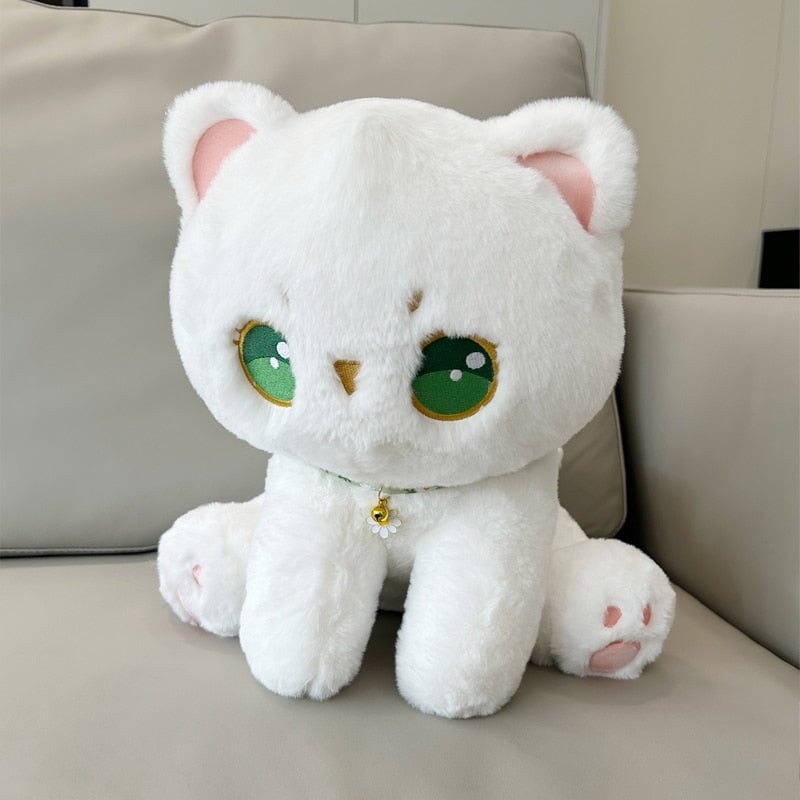 Luna the Fluffy White Cat Plush-Enchanted peach