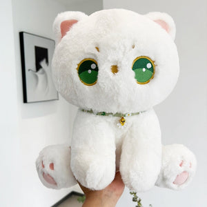 Luna the Fluffy White Cat Plush-Enchanted peach