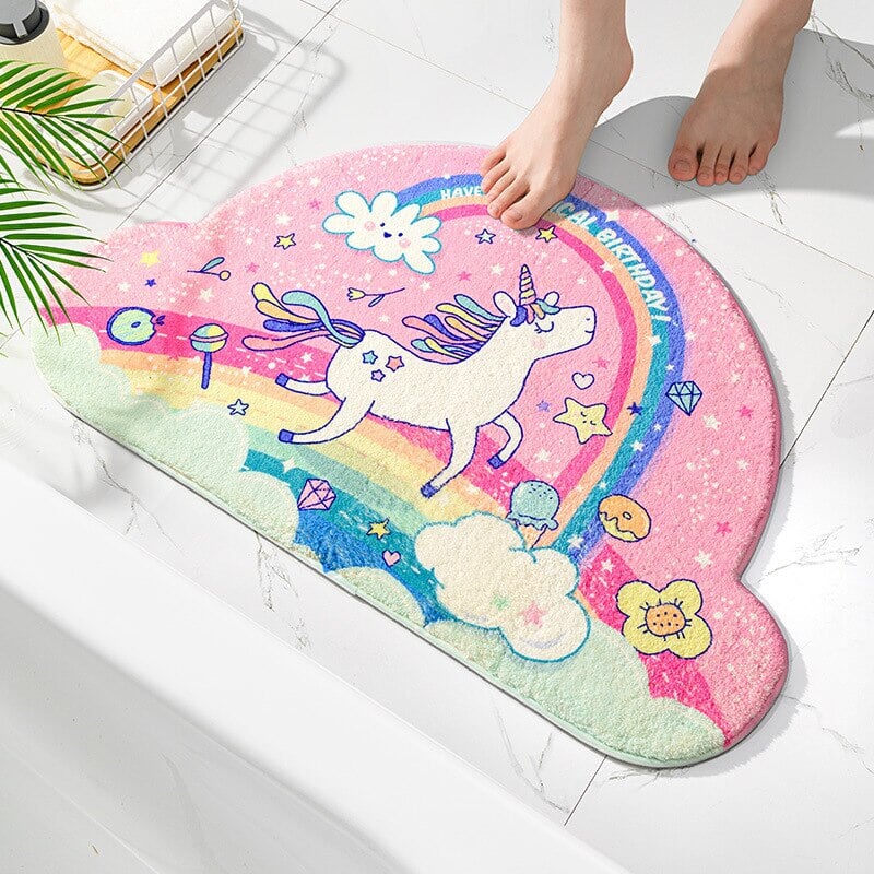 Magical Unicorn Soft Bathroom Mat Collection-Enchanted peach