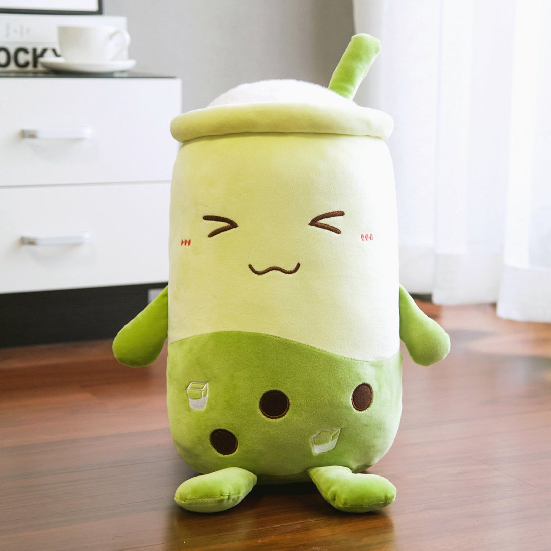 Matcha Bubble Tea Plush-Enchanted peach