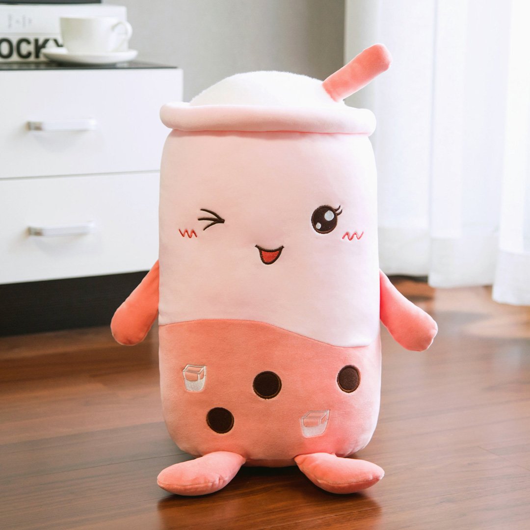 Matcha Bubble Tea Plush-Enchanted peach