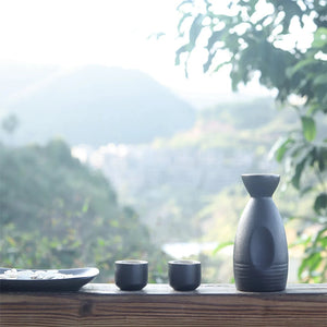 Midnight Japanese Style Ceramic Sake Set-Enchanted peach