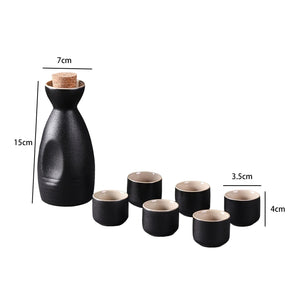 Midnight Japanese Style Ceramic Sake Set-Enchanted peach