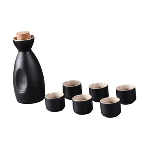 Midnight Japanese Style Ceramic Sake Set-Enchanted peach