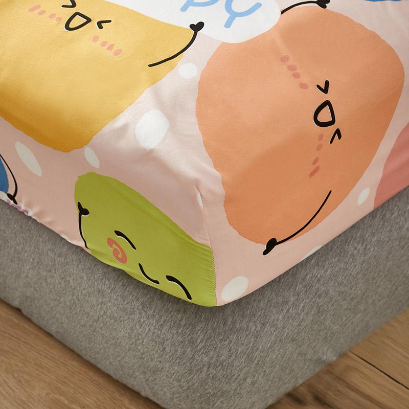 Millions of Happy Emojis Fitted Bedsheet-Enchanted peach