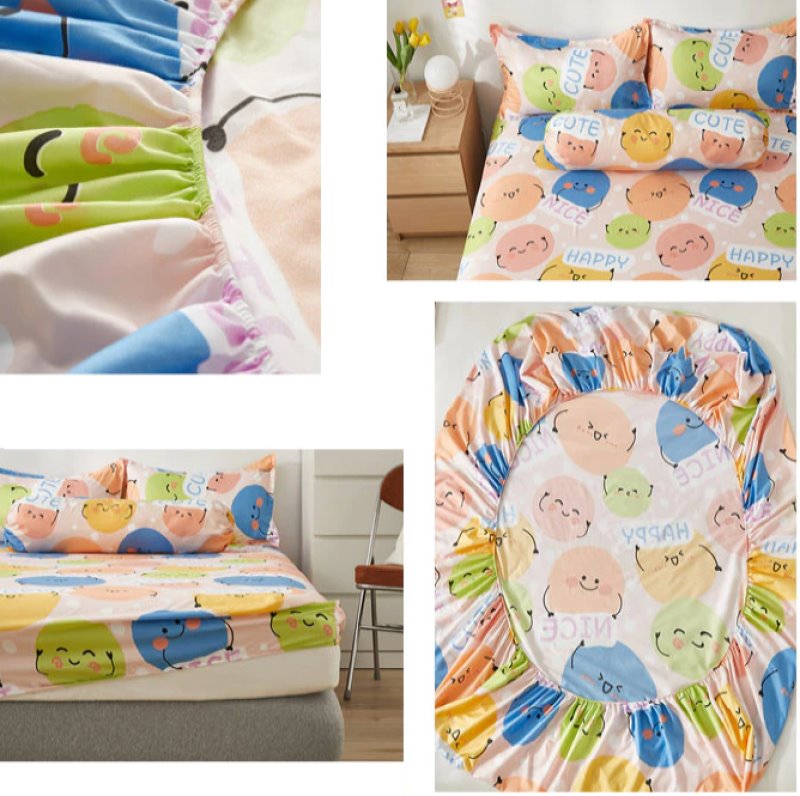 Millions of Happy Emojis Fitted Bedsheet-Enchanted peach