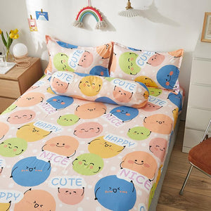 Millions of Happy Emojis Fitted Bedsheet-Enchanted peach