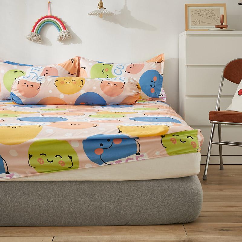 Millions of Happy Emojis Fitted Bedsheet-Enchanted peach