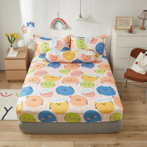 Millions of Happy Emojis Fitted Bedsheet-Enchanted peach