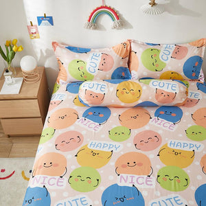 Millions of Happy Emojis Fitted Bedsheet-Enchanted peach