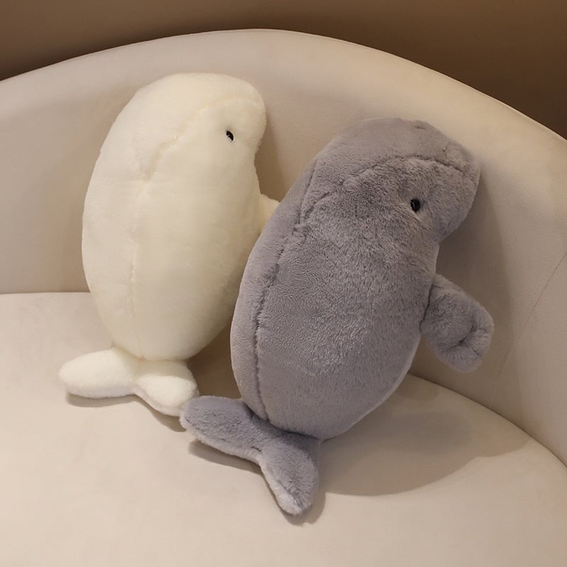 Milo the Fluffy White Manatee Plush-Enchanted peach