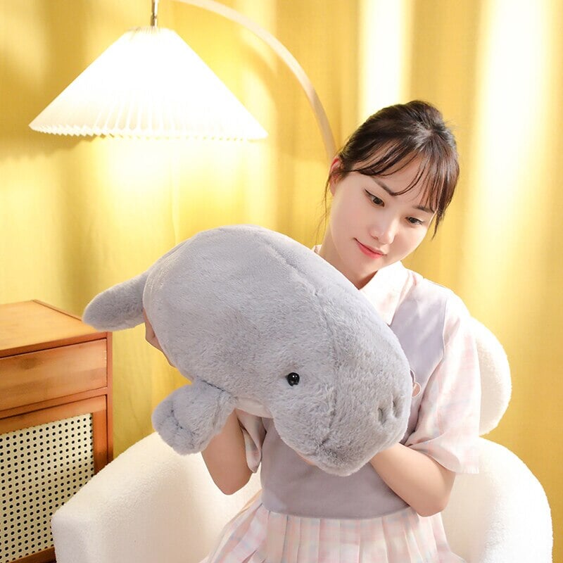 Milo the Fluffy White Manatee Plush-Enchanted peach