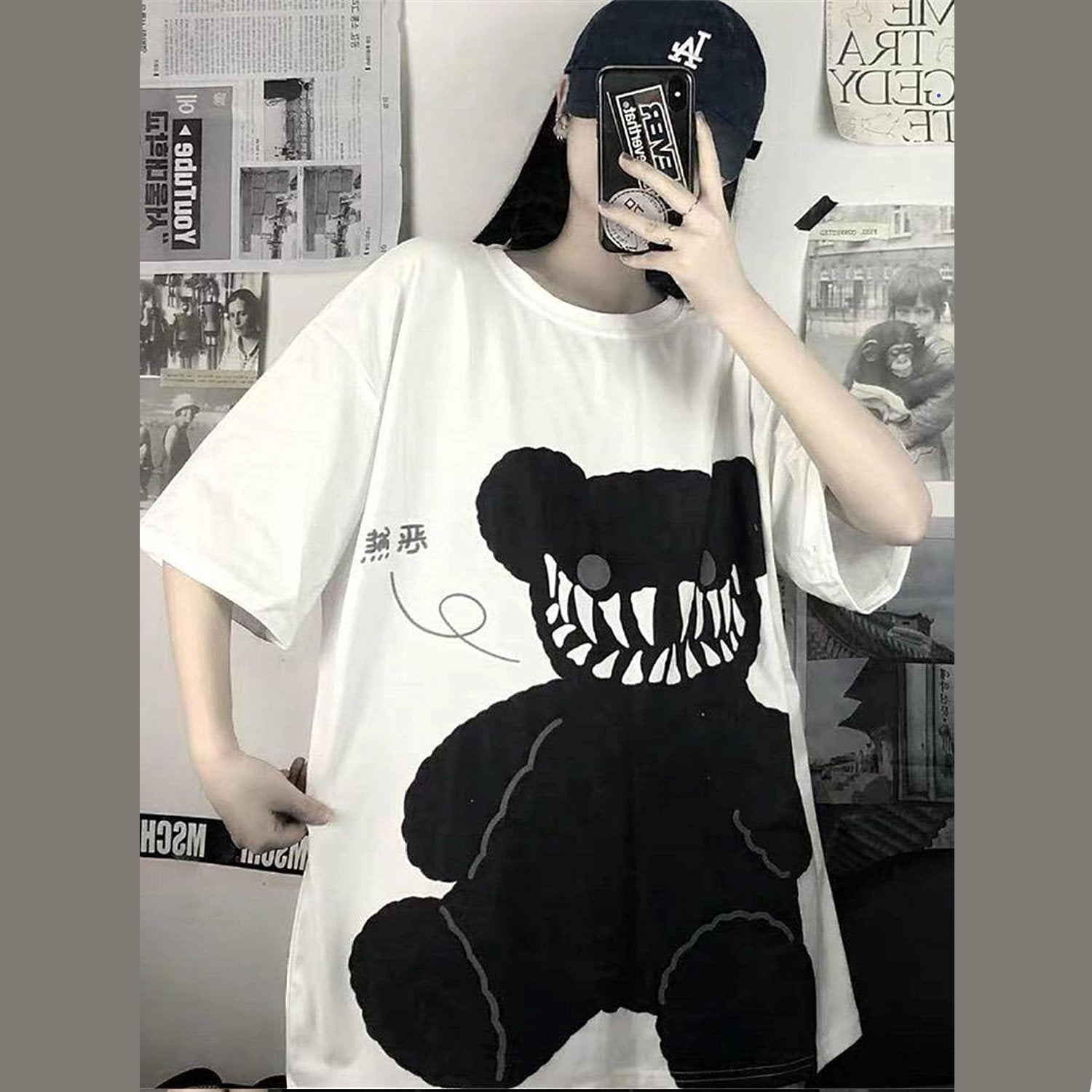 Mine Dark Smiling Teddy Tee - Limited Stock-Enchanted peach