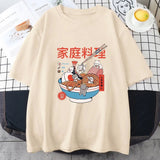 Mini Cats Ramen Women's Cotton Tee-Enchanted peach