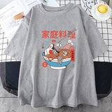 Mini Cats Ramen Women's Cotton Tee-Enchanted peach