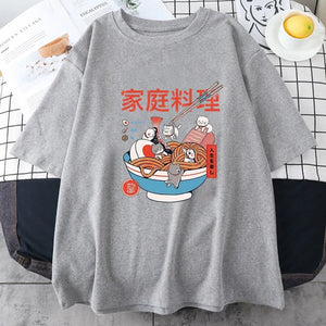 Mini Cats Ramen Women's Cotton Tee-Enchanted peach