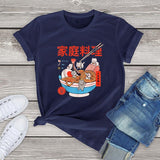 Mini Cats Ramen Women's Cotton Tee-Enchanted peach