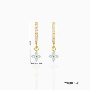 Mini Dangling Blue Flower Gold-Plated Earrings-Enchanted peach