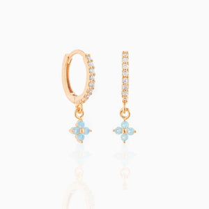 Mini Dangling Blue Flower Gold-Plated Earrings-Enchanted peach