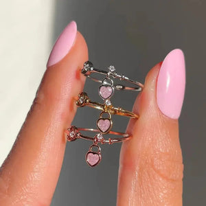 Mini Love Heart Adjustable Ring-Enchanted peach