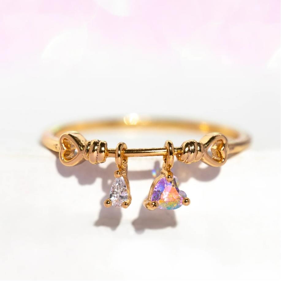 Mini Love Heart Adjustable Ring-Enchanted peach