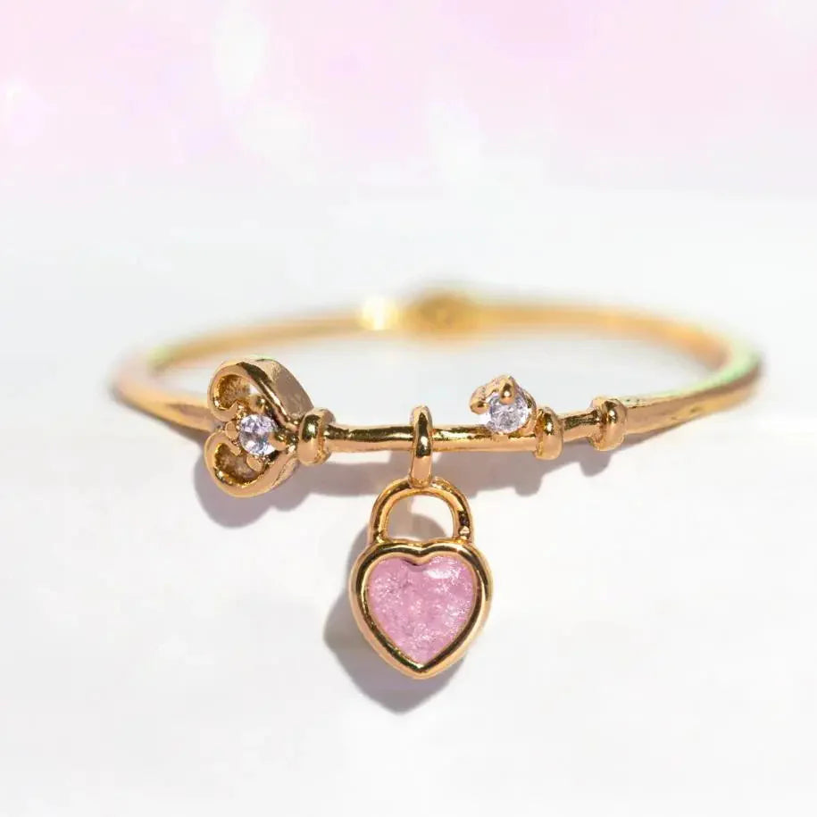 Mini Love Heart Adjustable Ring-Enchanted peach