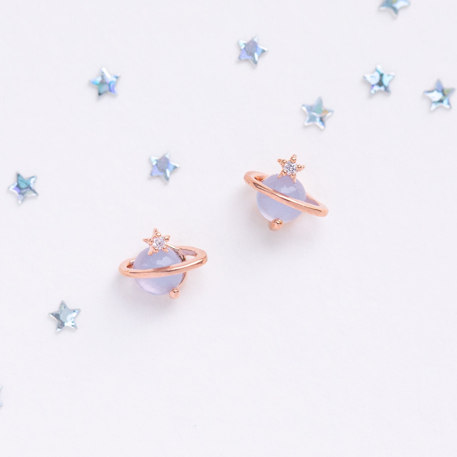 Mini Neptune Shooting Star Gold-Plated Stud Earring-Enchanted peach