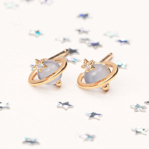 Mini Neptune Shooting Star Gold-Plated Stud Earring-Enchanted peach