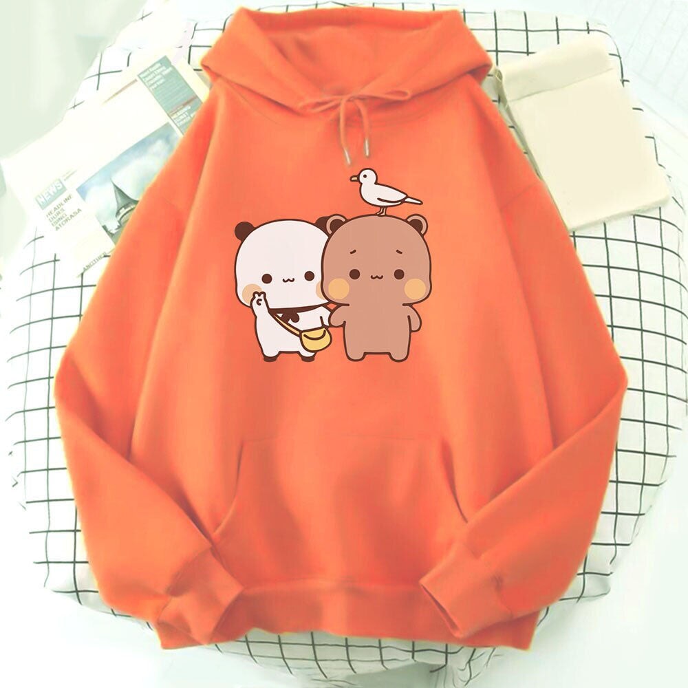 Mocha & Tofu Bears Seagull Friend Unisex Hoodie-Enchanted peach