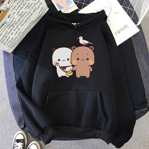 Mocha & Tofu Bears Seagull Friend Unisex Hoodie-Enchanted peach