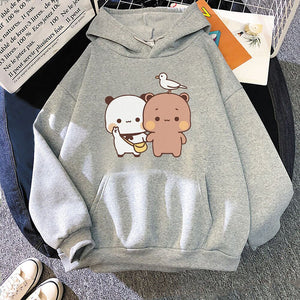 Mocha & Tofu Bears Seagull Friend Unisex Hoodie-Enchanted peach