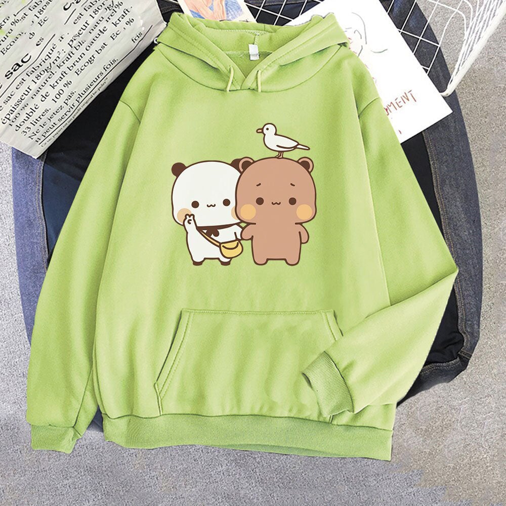 Mocha & Tofu Bears Seagull Friend Unisex Hoodie-Enchanted peach