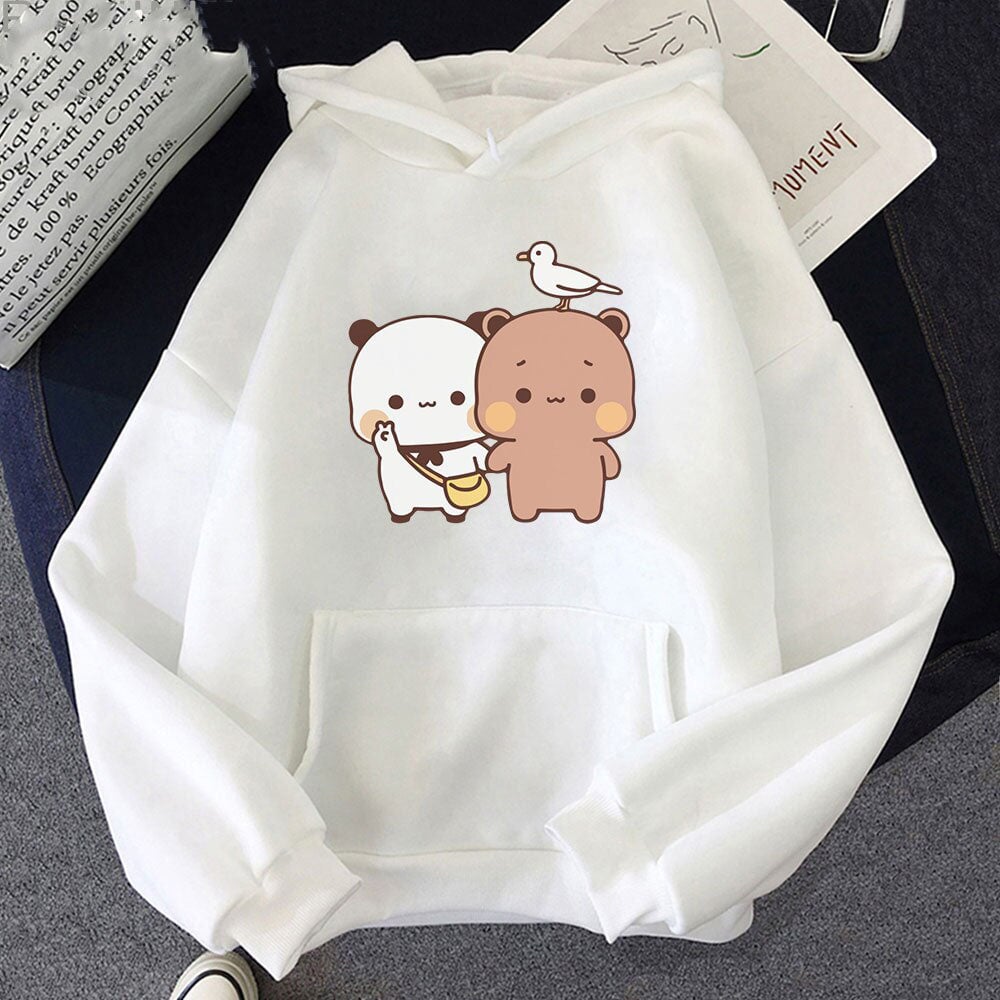 Mocha & Tofu Bears Seagull Friend Unisex Hoodie-Enchanted peach