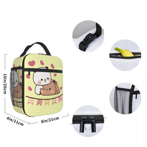 Mocha and Tofu Panda Bear Cuddle Love Lunch Bags-Enchanted peach