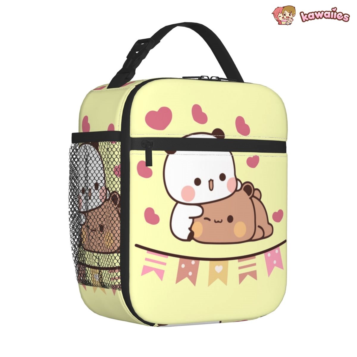 Mocha and Tofu Panda Bear Cuddle Love Lunch Bags-Enchanted peach