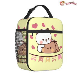 Mocha and Tofu Panda Bear Cuddle Love Lunch Bags-Enchanted peach