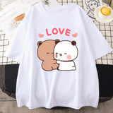 Mocha and Tofu Panda Bear Love Tee-Enchanted peach