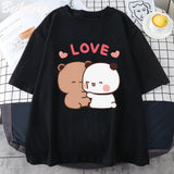 Mocha and Tofu Panda Bear Love Tee-Enchanted peach