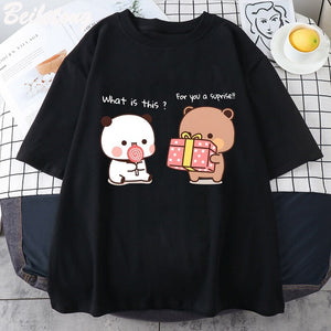 Mocha and Tofu Panda Bear Surprise Tee-Enchanted peach