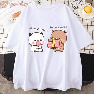 Mocha and Tofu Panda Bear Surprise Tee-Enchanted peach