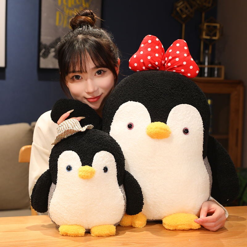 Mumble and Frosty the Fluffy Penguin Plushie-Enchanted peach