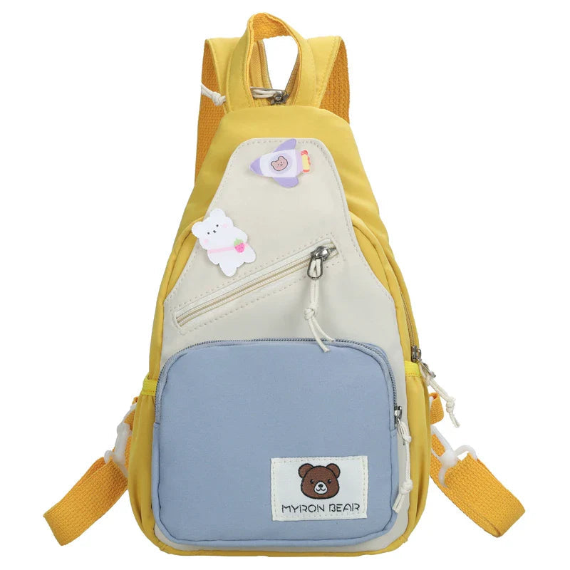 Myron Bear Colour Block Mini Backpack-Enchanted peach