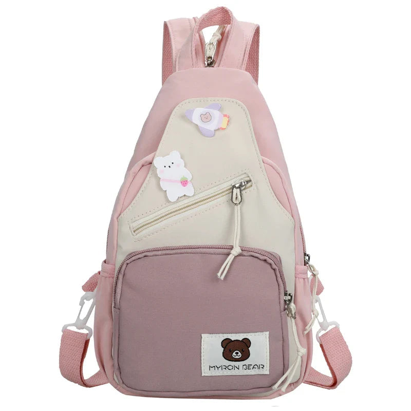 Myron Bear Colour Block Mini Backpack-Enchanted peach