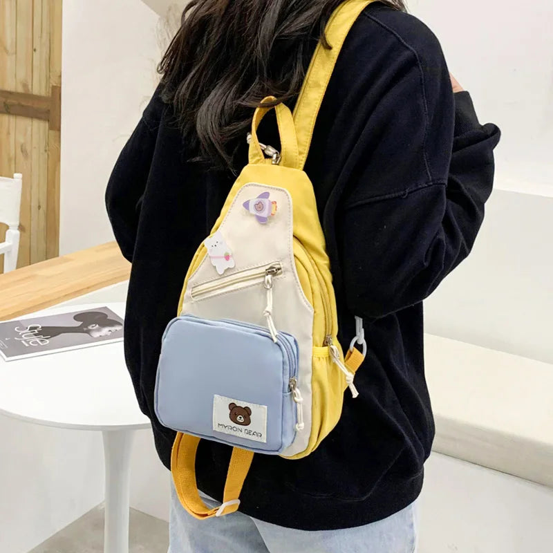 Myron Bear Colour Block Mini Backpack-Enchanted peach