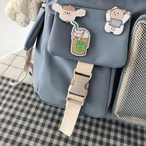 Nylon Study Besties Backpack-Enchanted peach