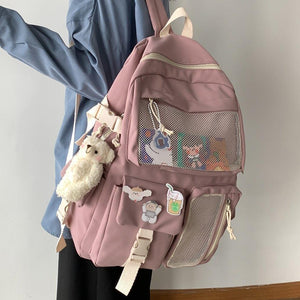 Nylon Study Besties Backpack-Enchanted peach