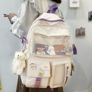 Nylon Study Besties Backpack-Enchanted peach