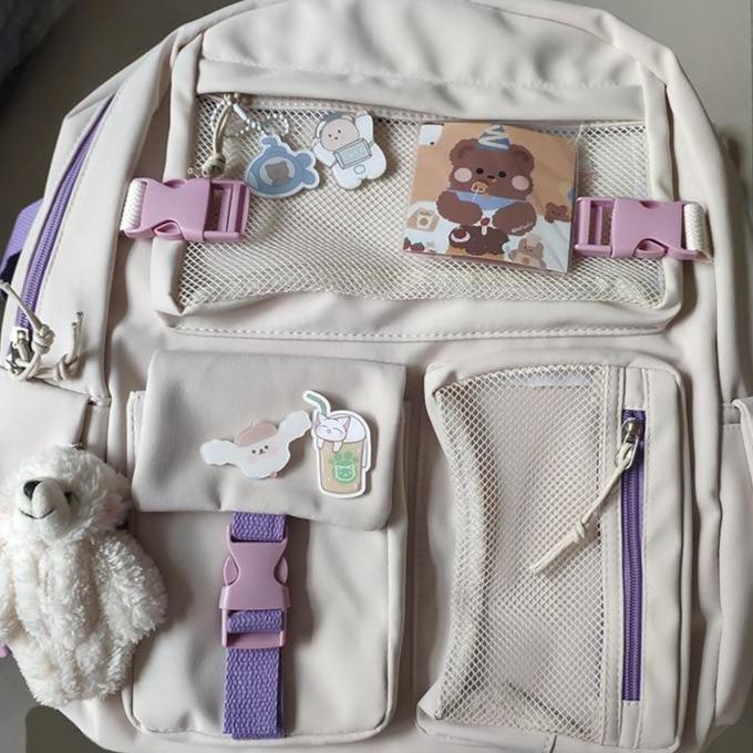 Nylon Study Besties Backpack-Enchanted peach