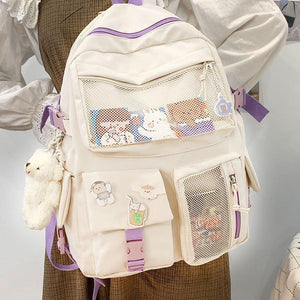 Nylon Study Besties Backpack-Enchanted peach